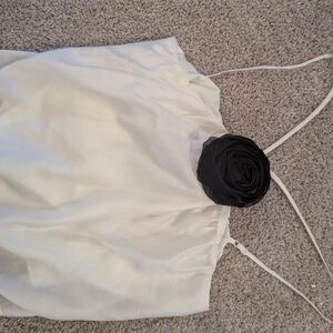 Wayf White Camisole with Black Floral Accent